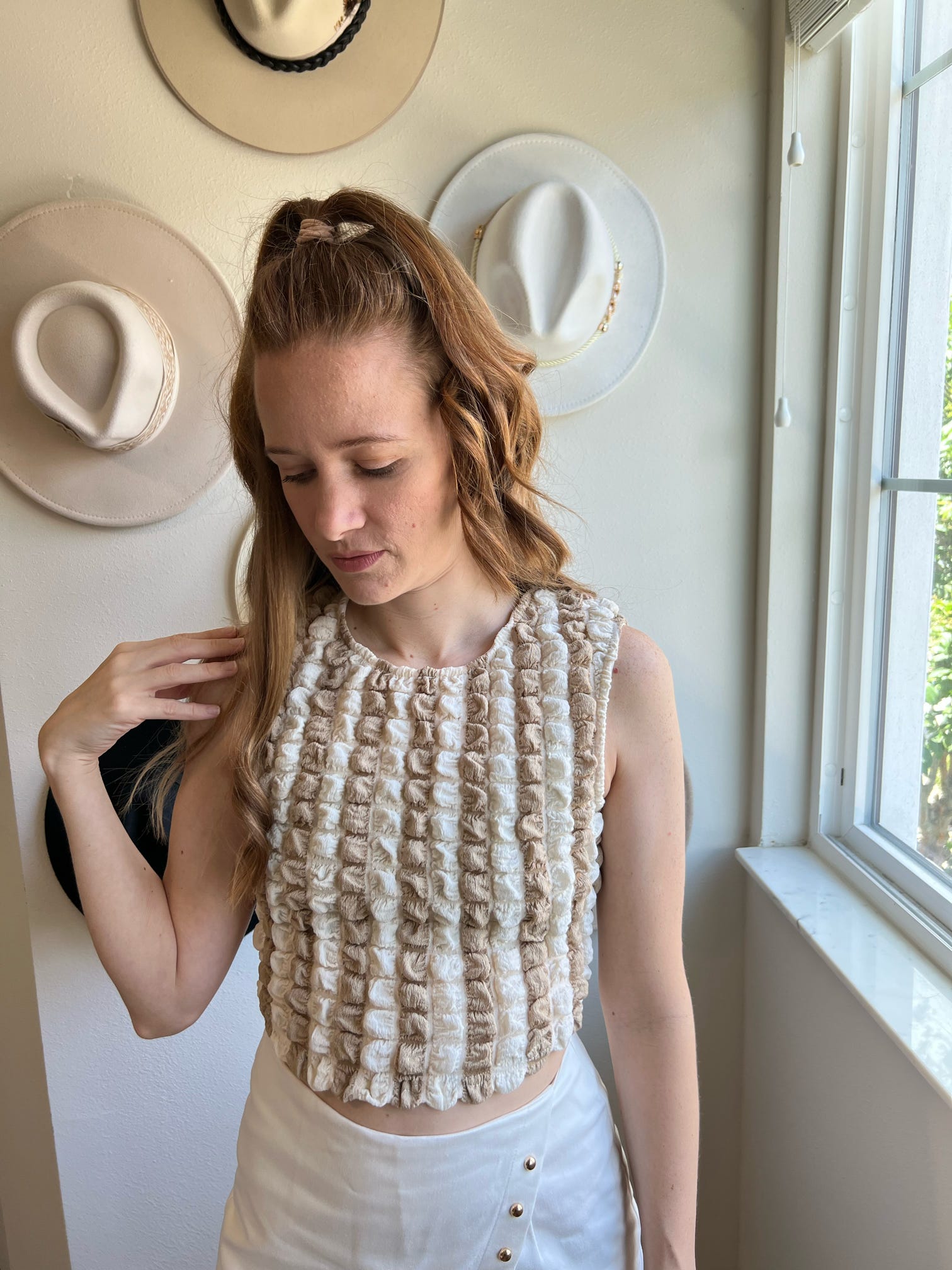 neutral textured tank top