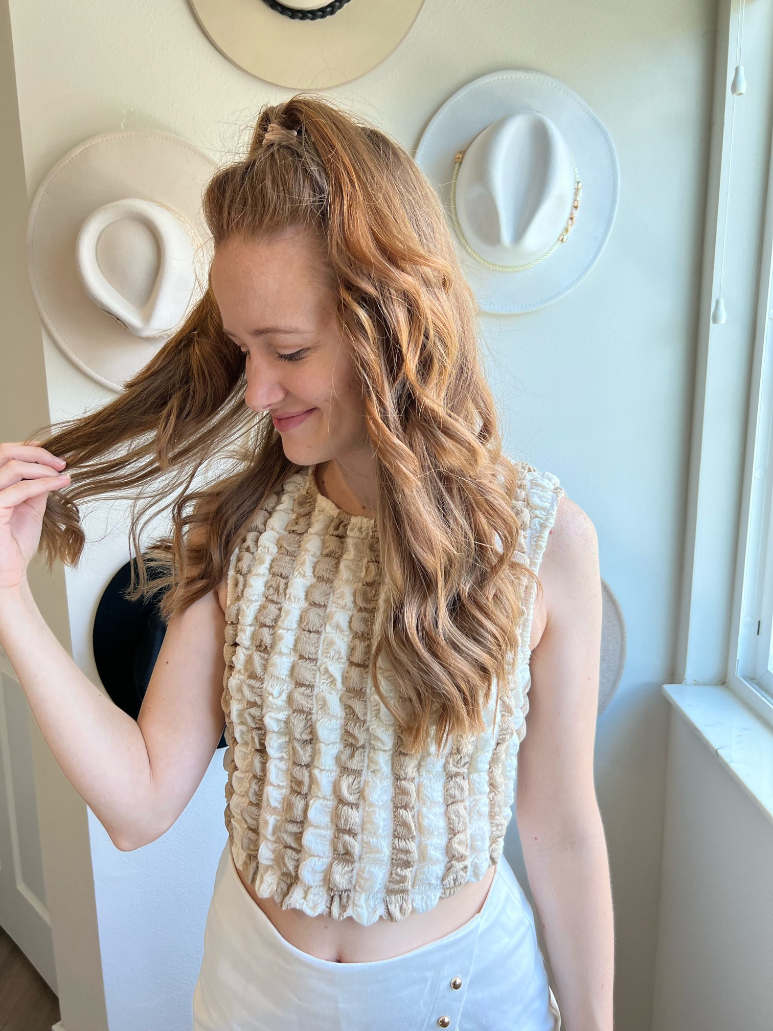 neutral textured tank top