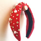 rhinestone & pearl headband - red