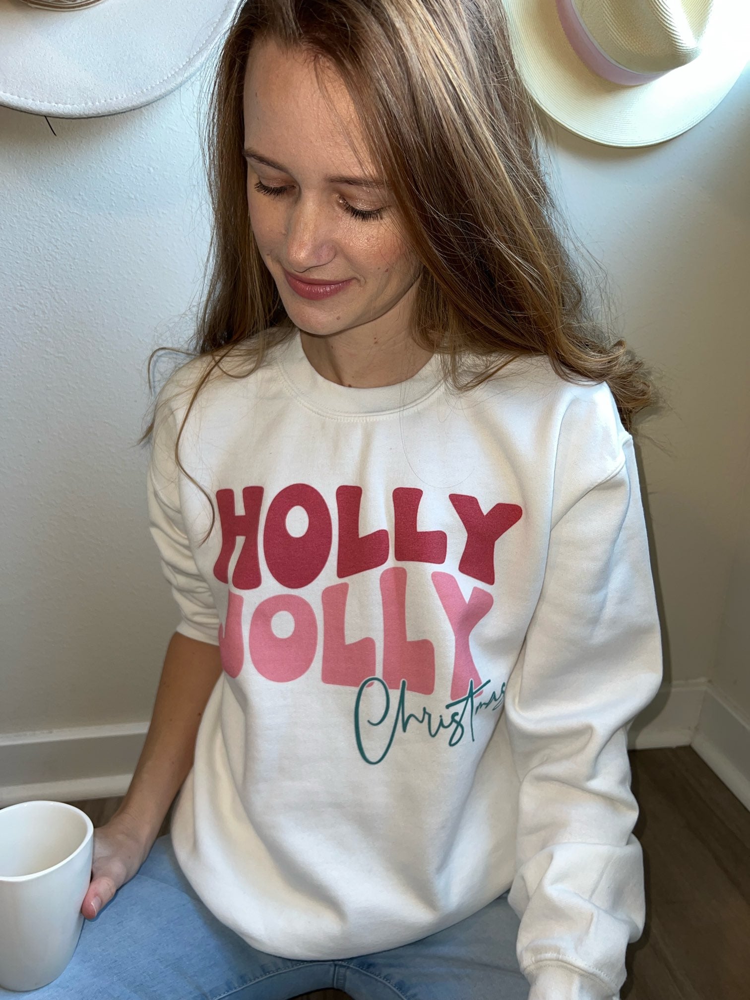 graphic Christmas sweatshirt, "Holly Jolly Christmas"