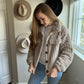 fuzzy oatmeal jacket with collar