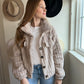 fuzzy oatmeal jacket with collar