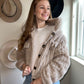 fuzzy oatmeal jacket with collar