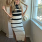 black and white striped sweater dress