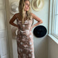 floral, neutral slip dress