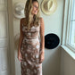 floral, neutral slip dress