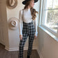 plaid jumpsuit with suspender straps