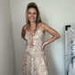 floral dress with cutouts in front