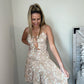 floral dress with cutouts in front
