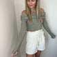 olive off the shoulder sweater