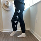 black joggers with airplanes
