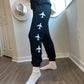 black joggers with airplanes
