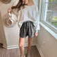 corduroy pearl studded shorts
