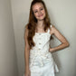 white overall dress