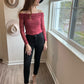 rose sheer off the shoulder bodysuit