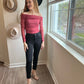 rose sheer off the shoulder bodysuit
