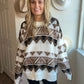 neutral Aztec sweater, oversized