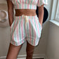 pastel striped linen blend shorts
