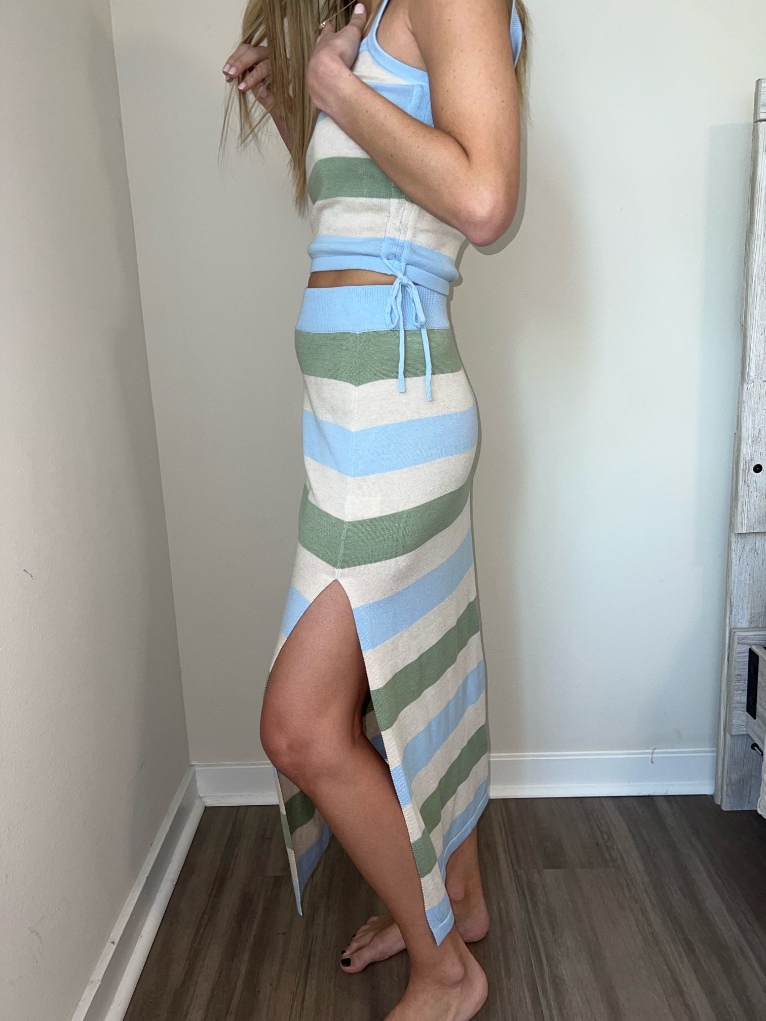 maxi striped skirt, part of a matching set