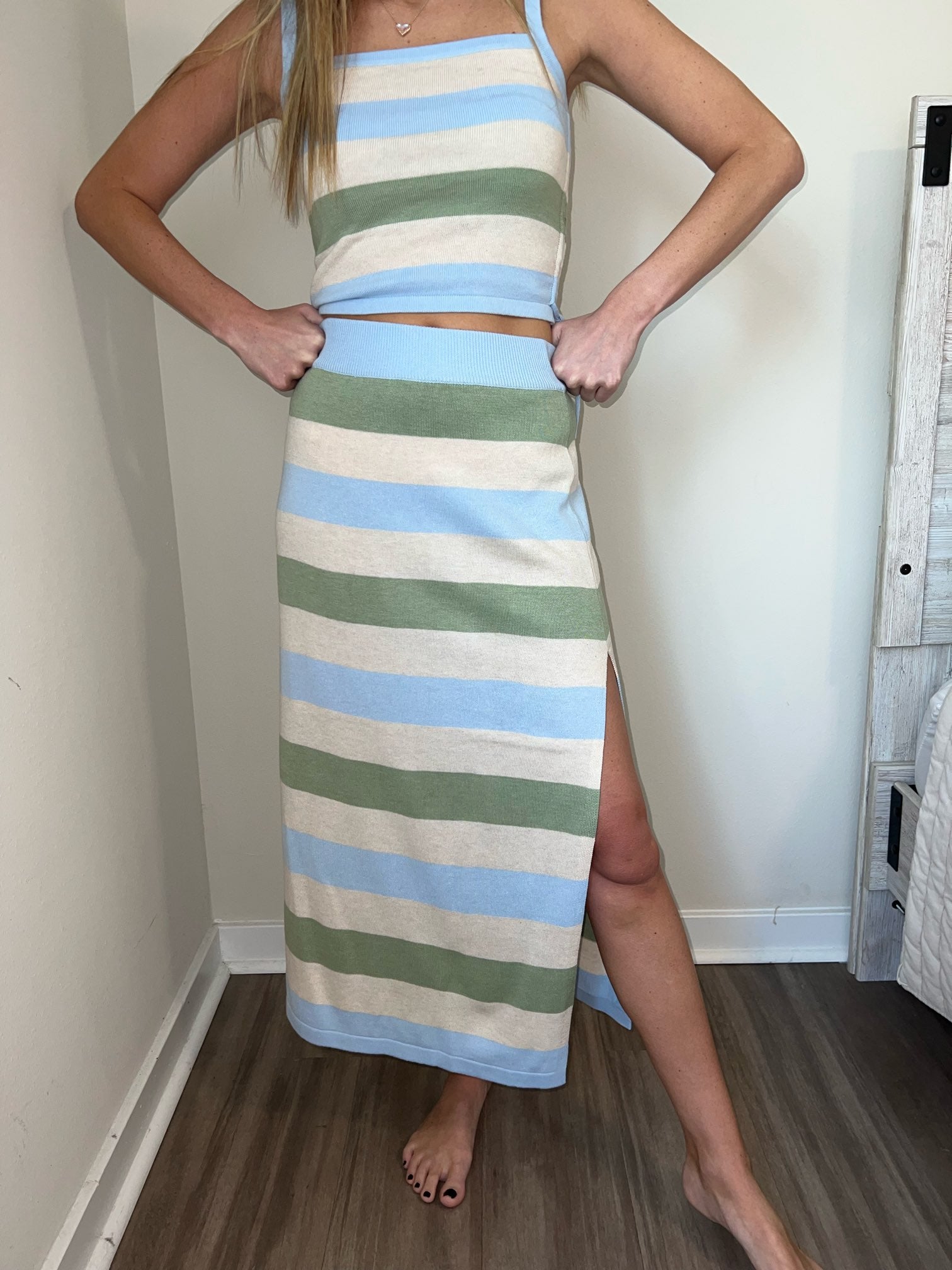 maxi striped skirt, part of a matching set