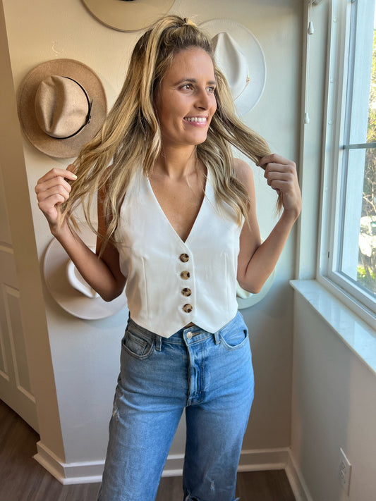 white halter vest