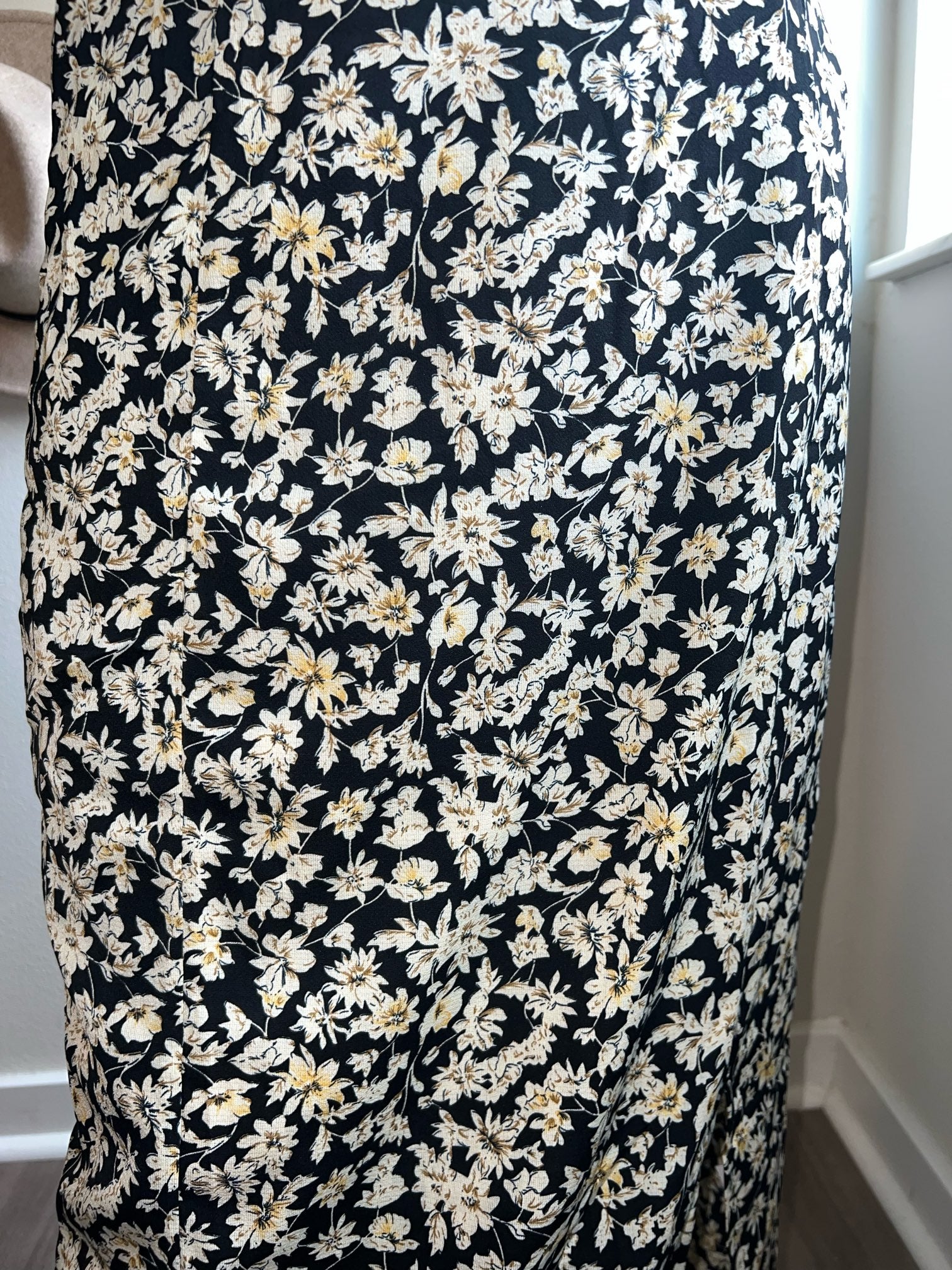 floral midi skirt with front slit